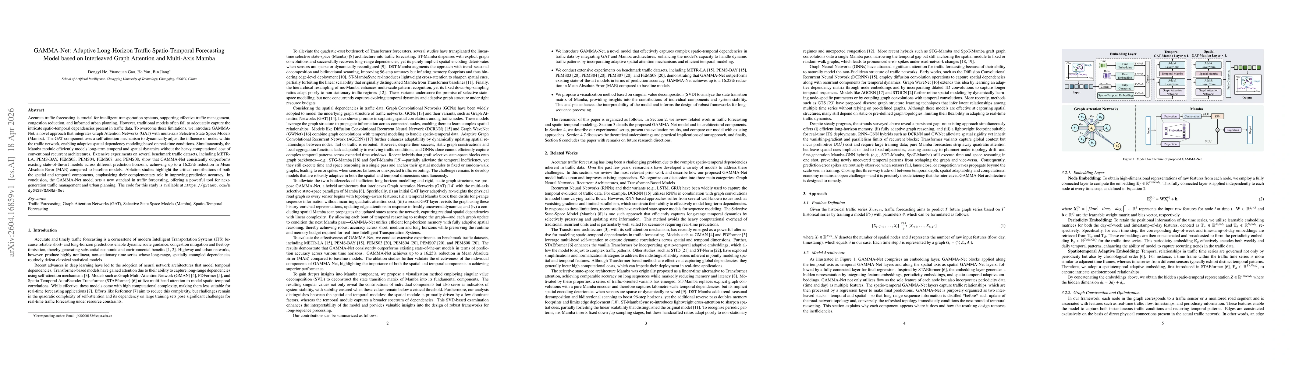 Thumbnail for GAMMA-Net: Adaptive Long-Horizon Traffic Spatio-Temporal Forecasting Model based on Interleaved Graph Attention and Multi-Axis Mamba