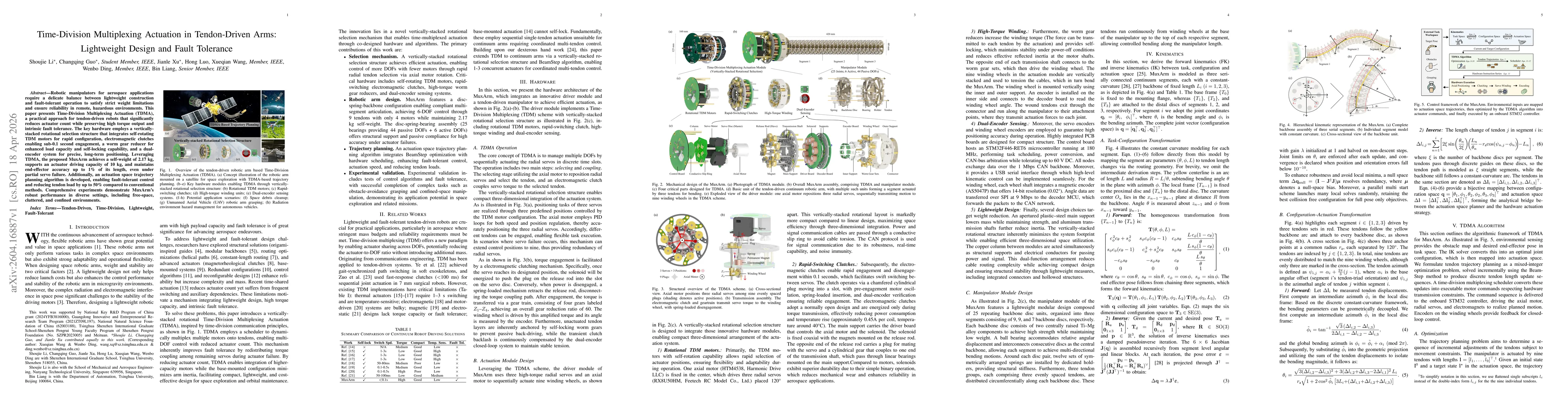 Thumbnail for Time-Division Multiplexing Actuation in Tendon-Driven Arms: Lightweight Design and Fault Tolerance