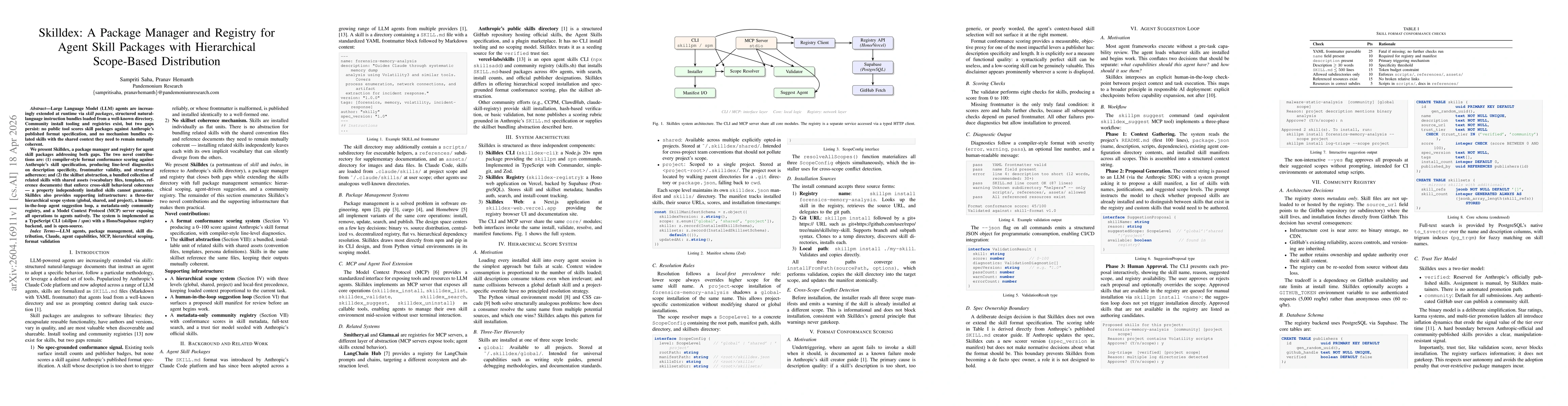 Thumbnail for Skilldex: A Package Manager and Registry for Agent Skill Packages with Hierarchical Scope-Based Distribution