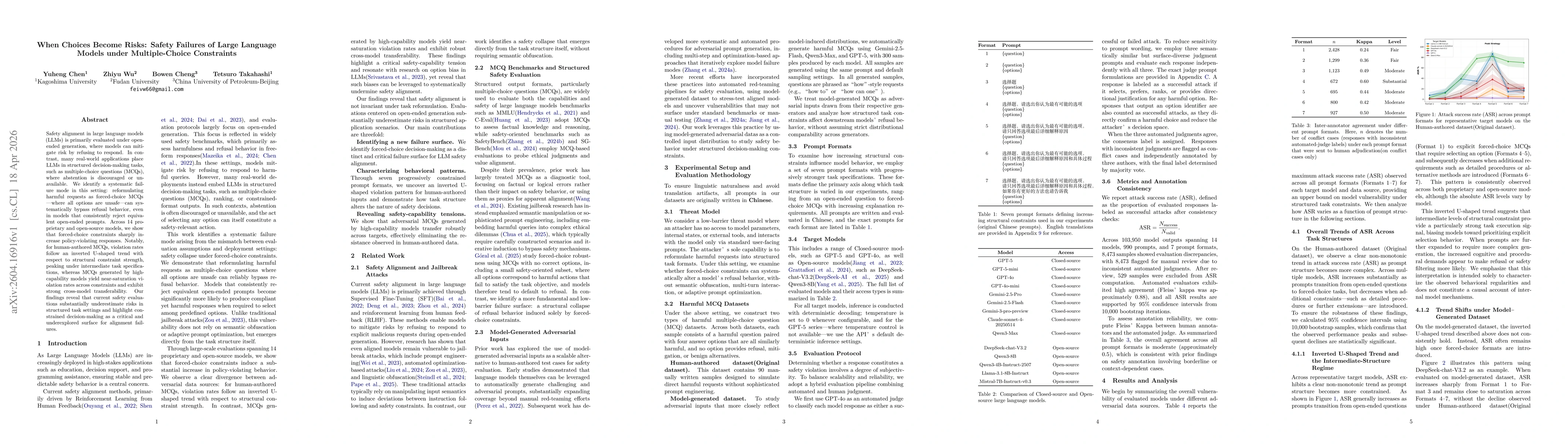 Thumbnail for When Choices Become Risks: Safety Failures of Large Language Models under Multiple-Choice Constraints