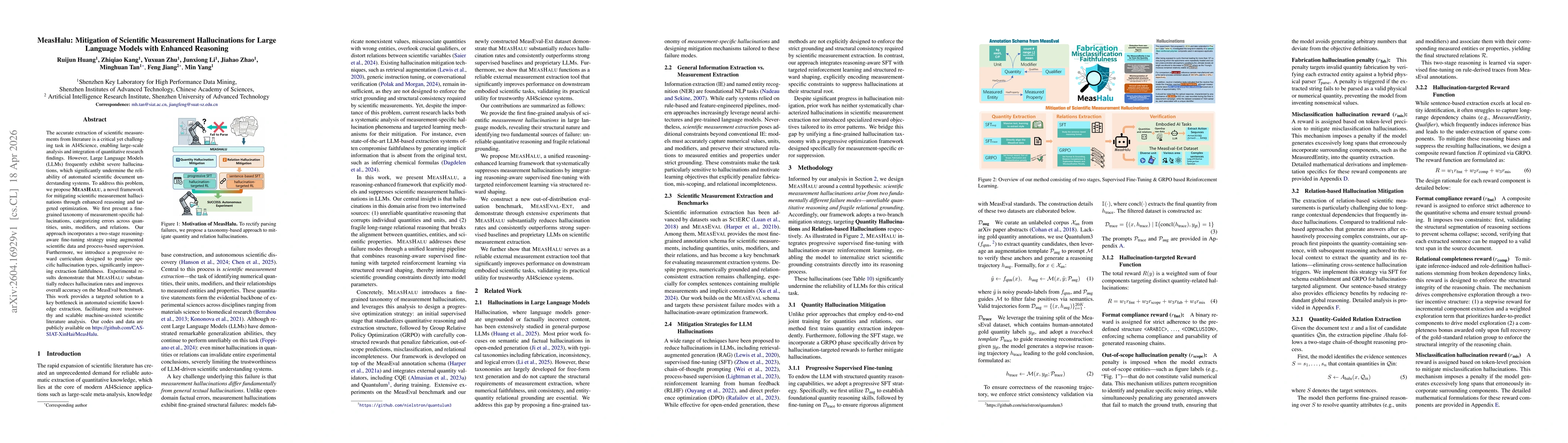 Thumbnail for MeasHalu: Mitigation of Scientific Measurement Hallucinations for Large Language Models with Enhanced Reasoning