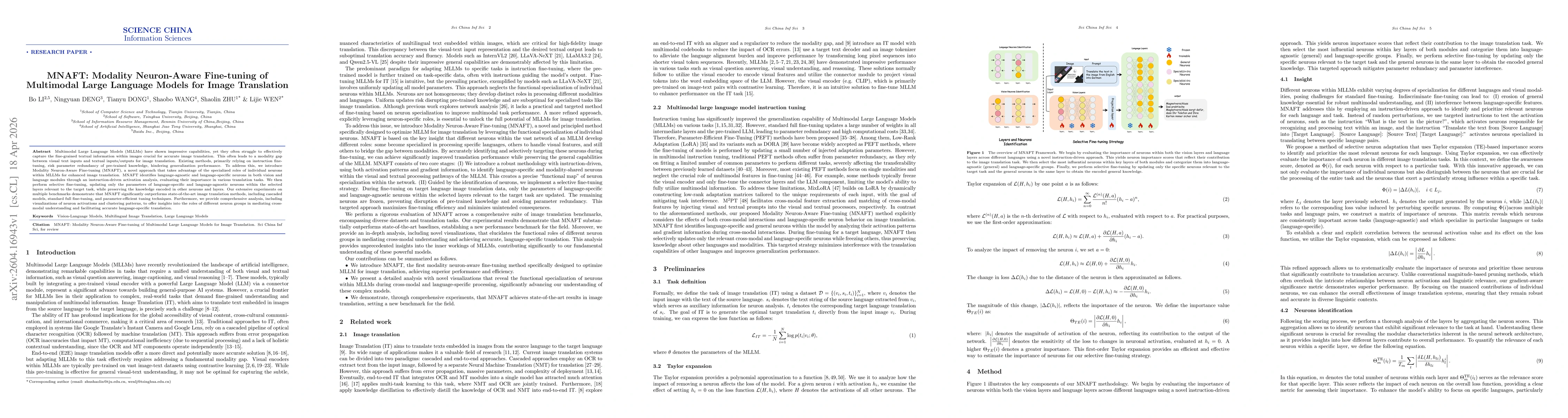 Thumbnail for MNAFT: modality neuron-aware fine-tuning of multimodal large language models for image translation