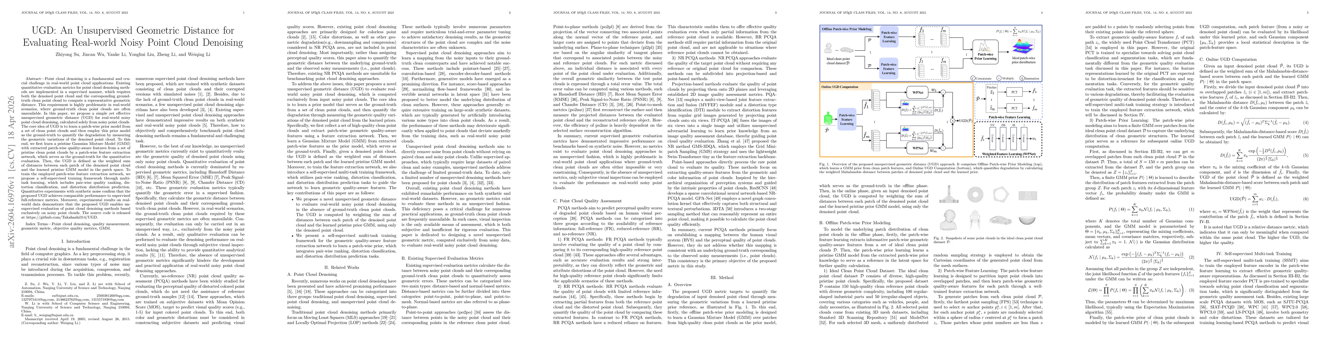 Thumbnail for UGD: An Unsupervised Geometric Distance for Evaluating Real-world Noisy Point Cloud Denoising