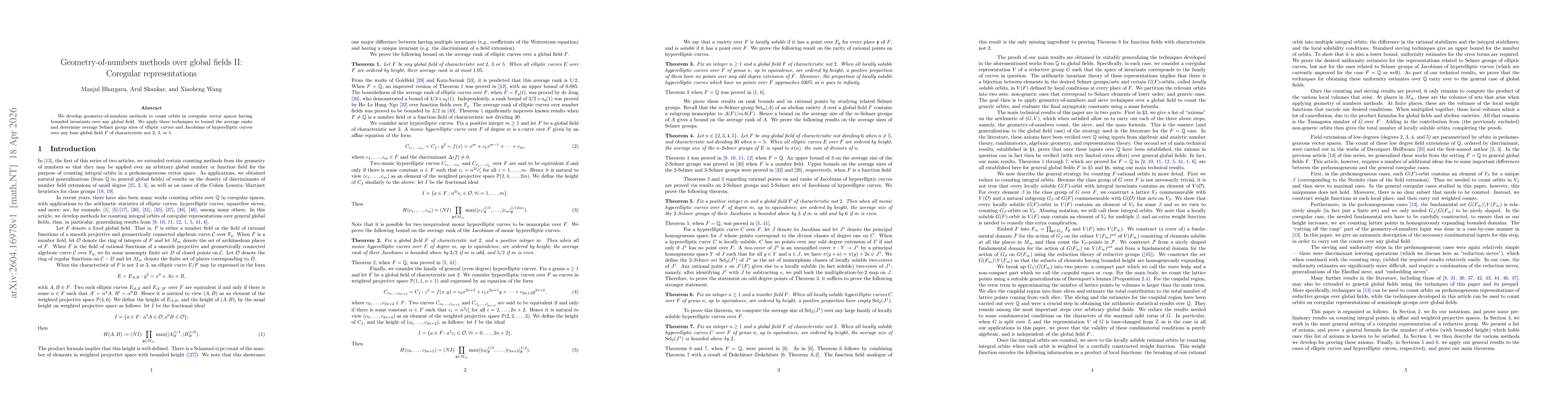 Thumbnail for Geometry-of-numbers methods over global fields II: Coregular representations
