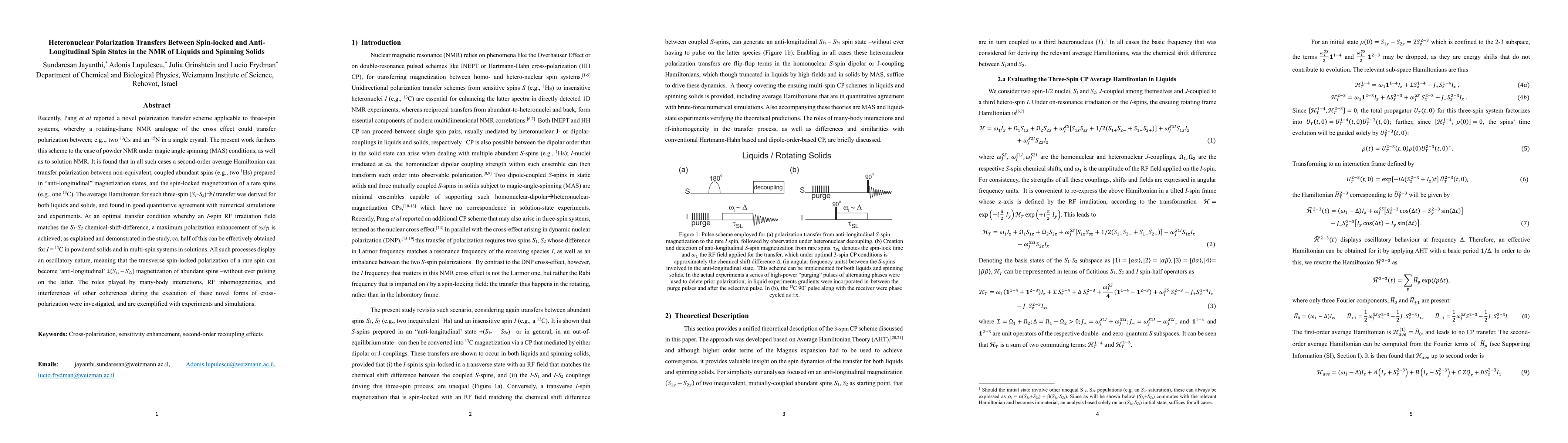 Thumbnail for Heteronuclear Polarization Transfers Between Spin-locked and Anti-Longitudinal Spin States in the NMR of Liquids and Spinning Solids