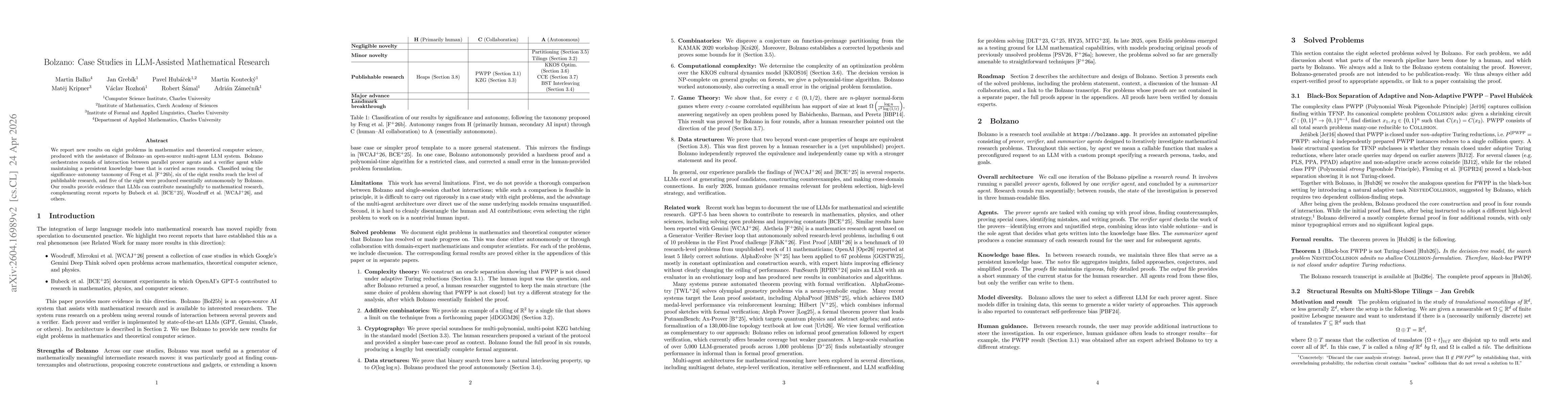 Thumbnail for Bolzano: Case Studies in LLM-Assisted Mathematical Research