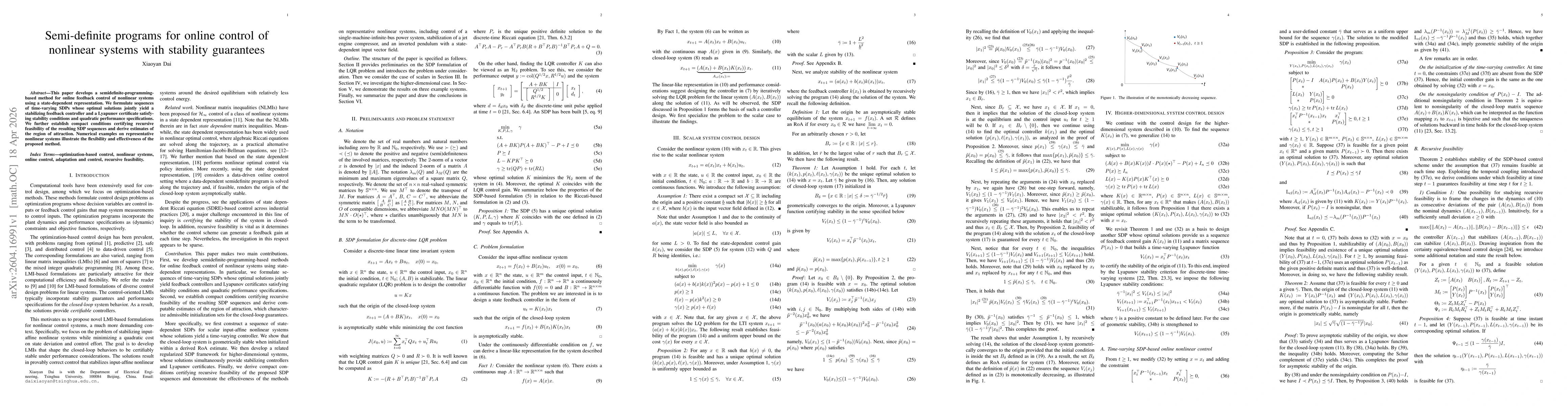 Thumbnail for Semi-definite programs for online control of nonlinear systems with stability guarantees
