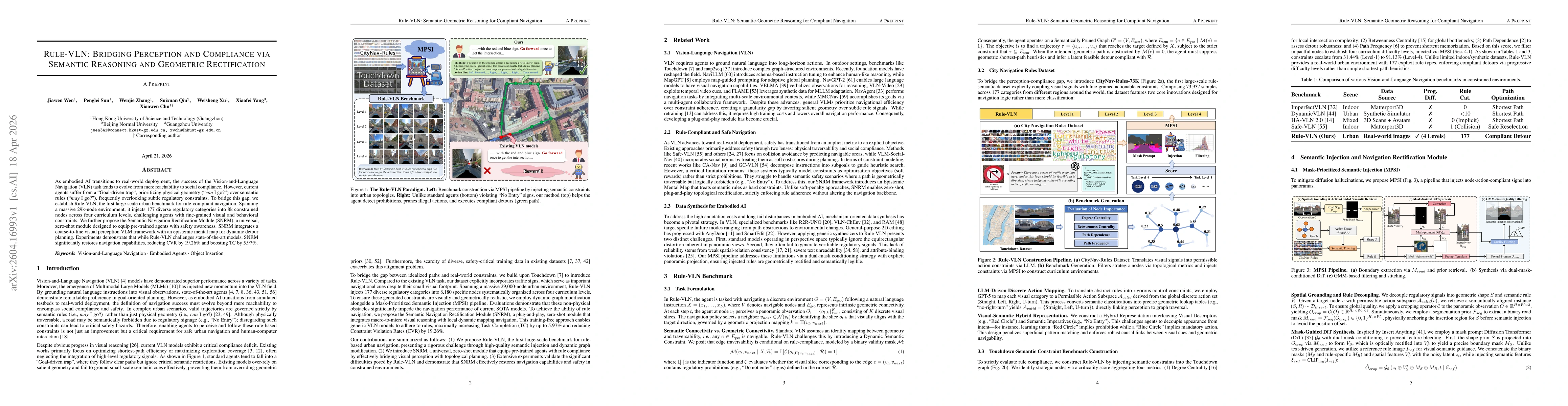 Thumbnail for Rule-VLN: Bridging Perception and Compliance via Semantic Reasoning and Geometric Rectification