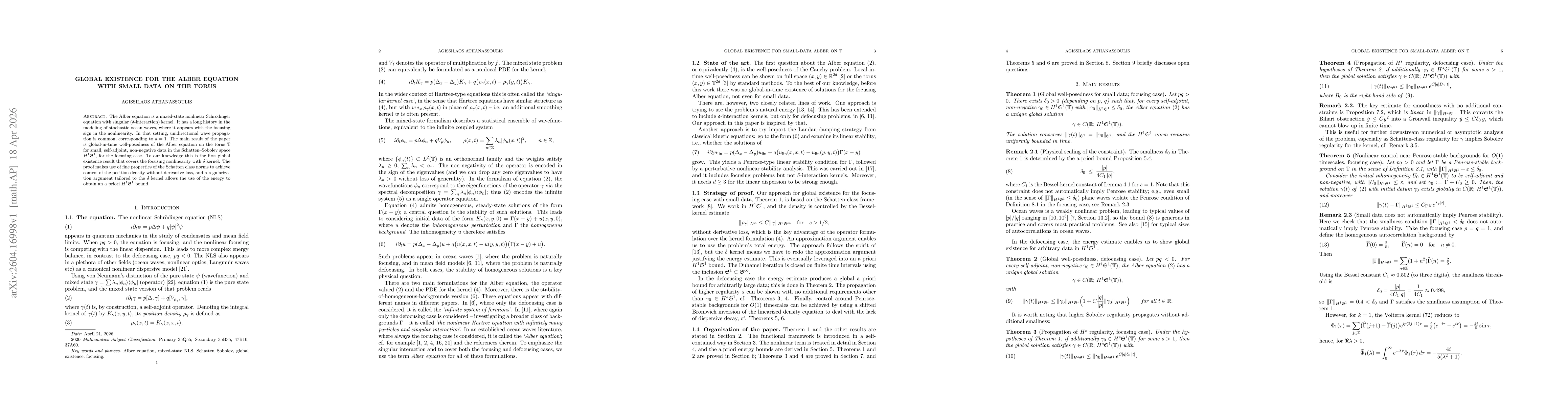 Thumbnail for Global existence for the Alber equation with small data on the torus
