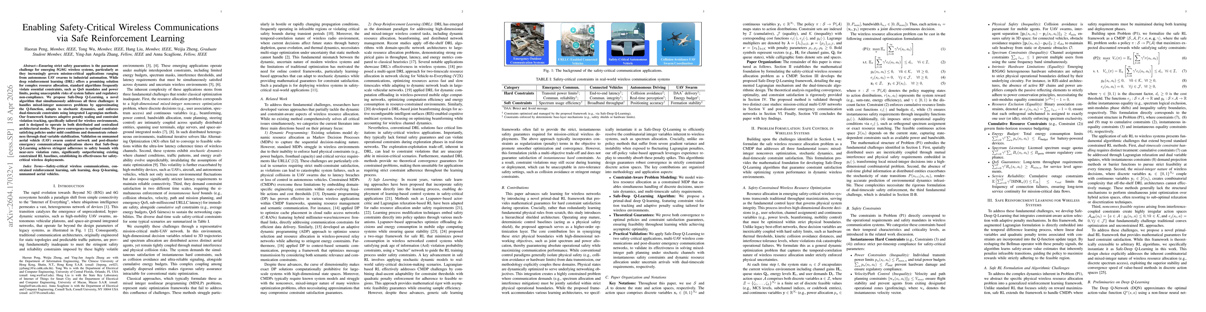 Thumbnail for Enabling Safety-Critical Wireless Communications via Safe Reinforcement Learning