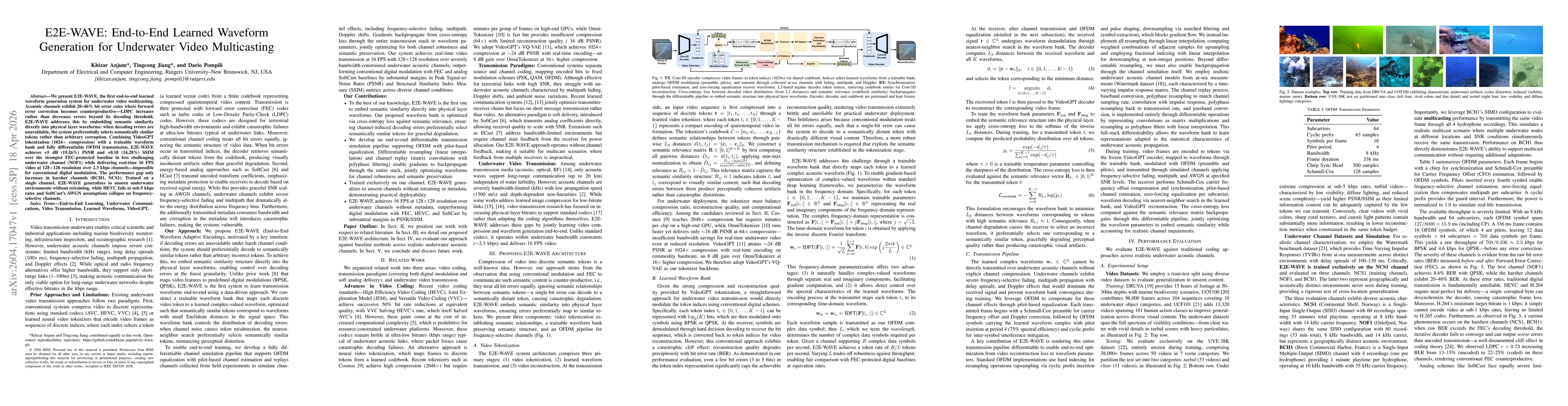 Thumbnail for E2E-WAVE: End-to-End Learned Waveform Generation for Underwater Video Multicasting