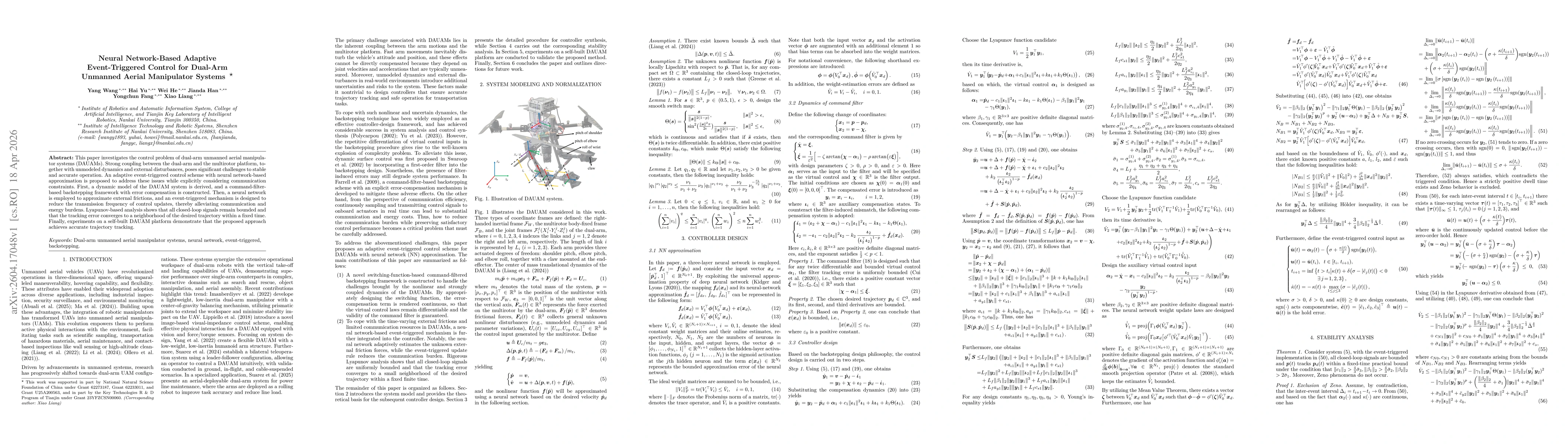 Thumbnail for Neural Network-Based Adaptive Event-Triggered Control for Dual-Arm Unmanned Aerial Manipulator Systems