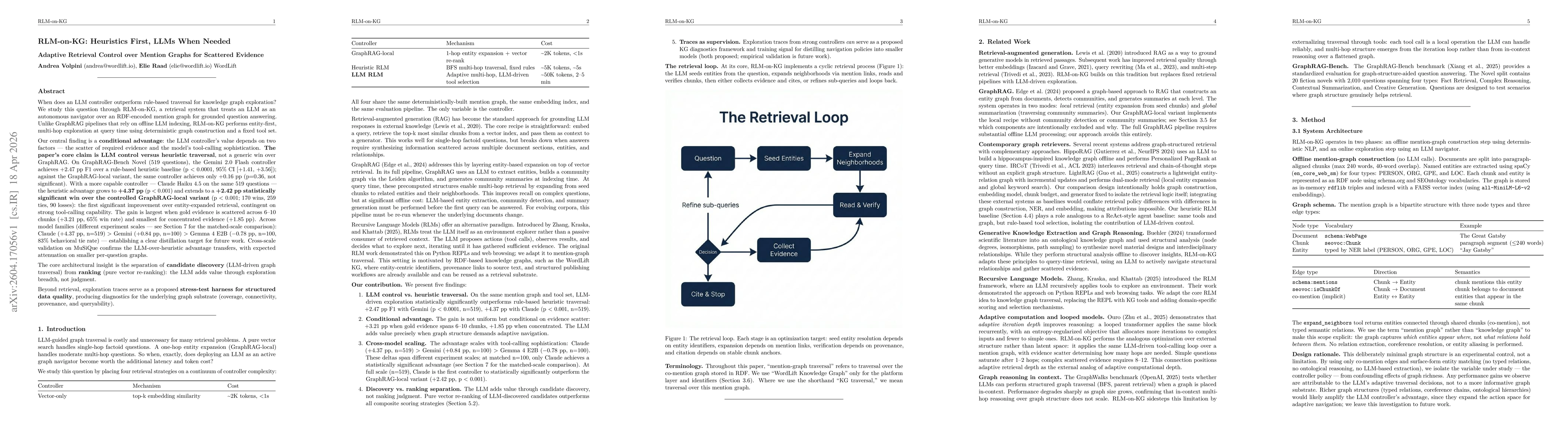 Thumbnail for RLM-on-KG: Heuristics First, LLMs When Needed: Adaptive Retrieval Control over Mention Graphs for Scattered Evidence