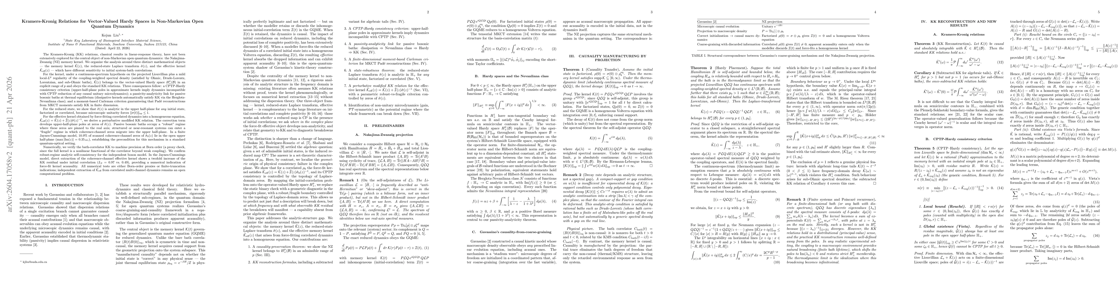 Thumbnail for Causality from Projection and Hardy-Space Analyticity of Non-Markovian Memory Kernels