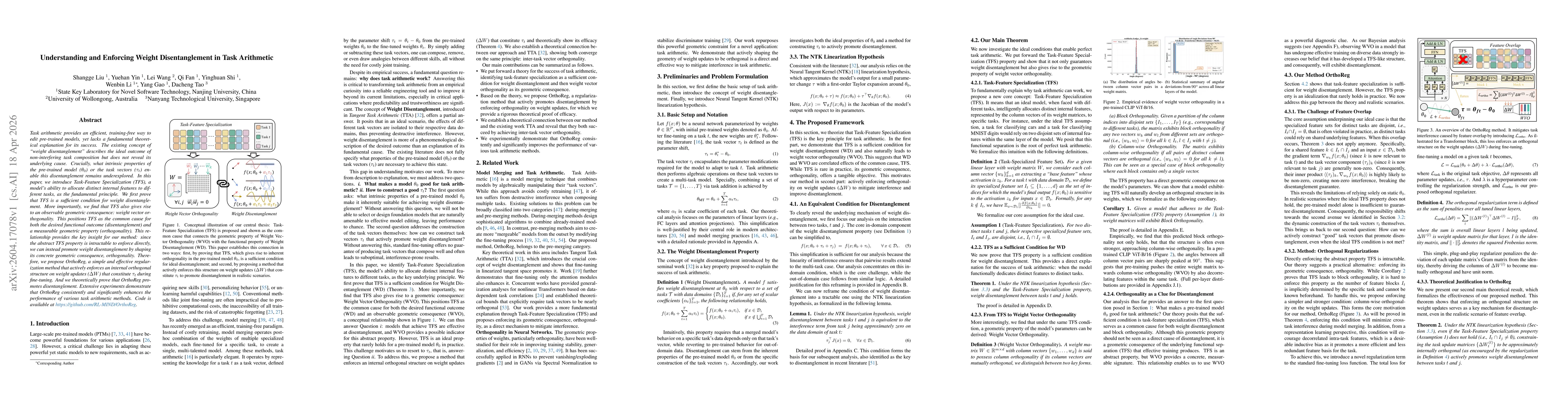Thumbnail for Understanding and Enforcing Weight Disentanglement in Task Arithmetic