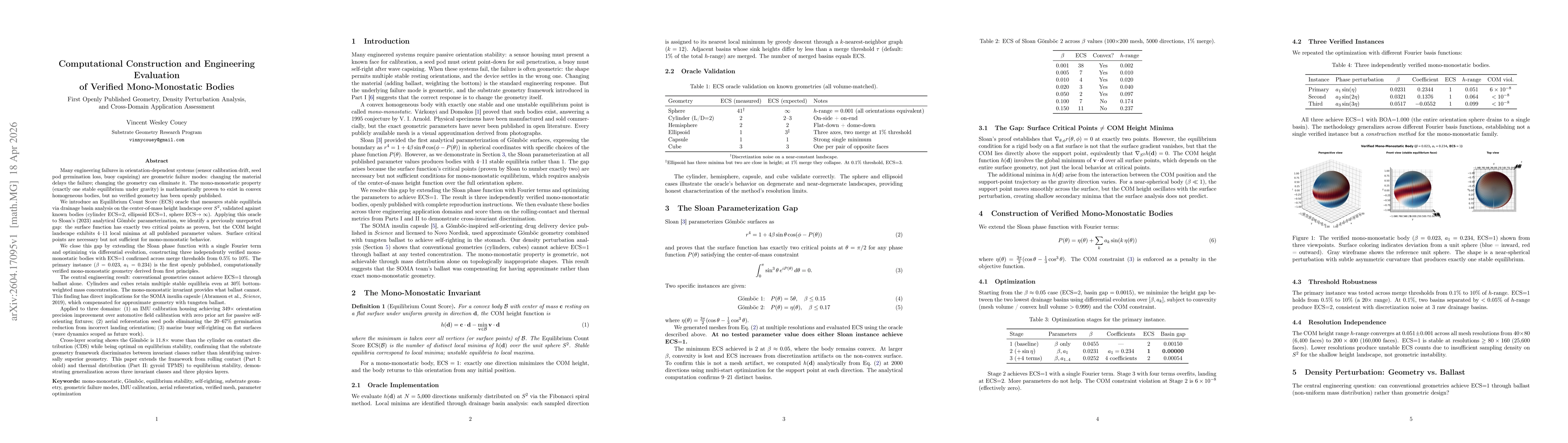 Thumbnail for Computational Construction and Engineering Evaluation of Verified Mono-Monostatic Bodies