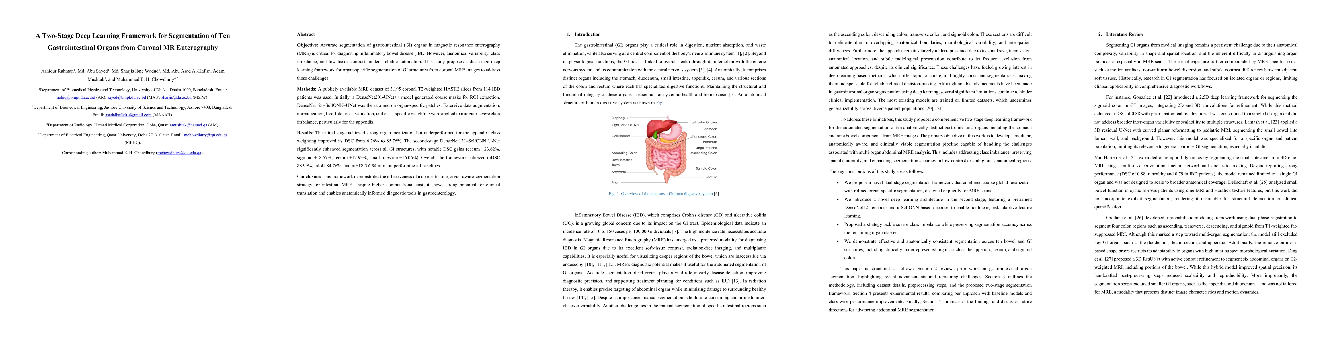 Thumbnail for A Two-Stage Deep Learning Framework for Segmentation of Ten Gastrointestinal Organs from Coronal MR Enterography