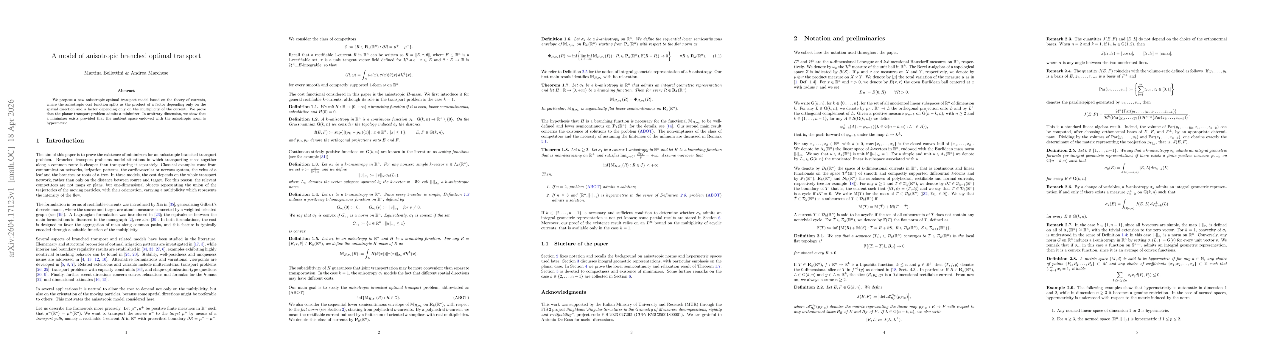 Thumbnail for A model of anisotropic branched optimal transport