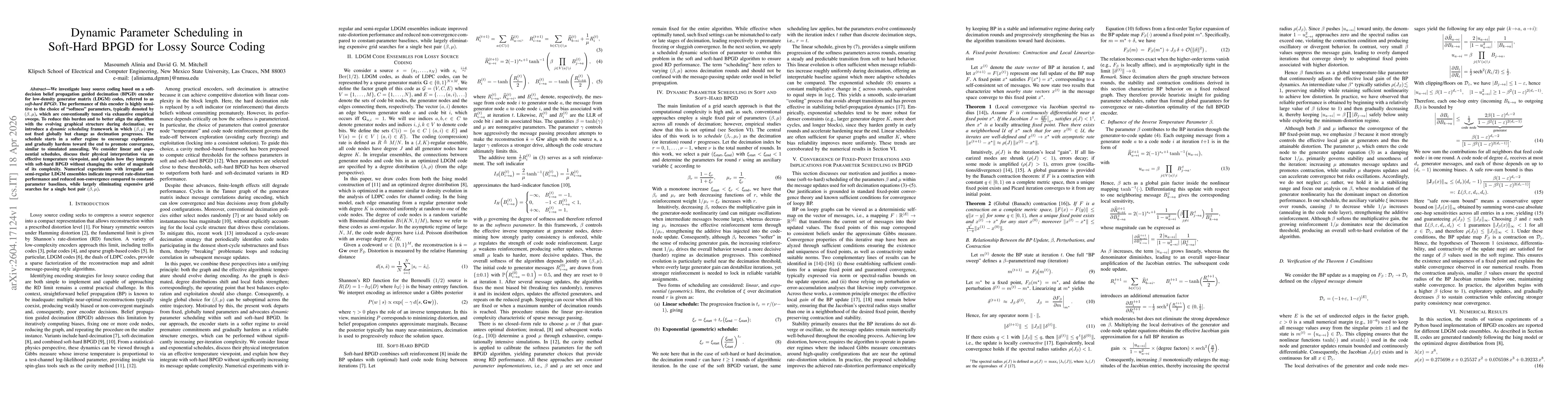 Thumbnail for Dynamic Parameter Scheduling in Soft-Hard BPGD for Lossy Source Coding