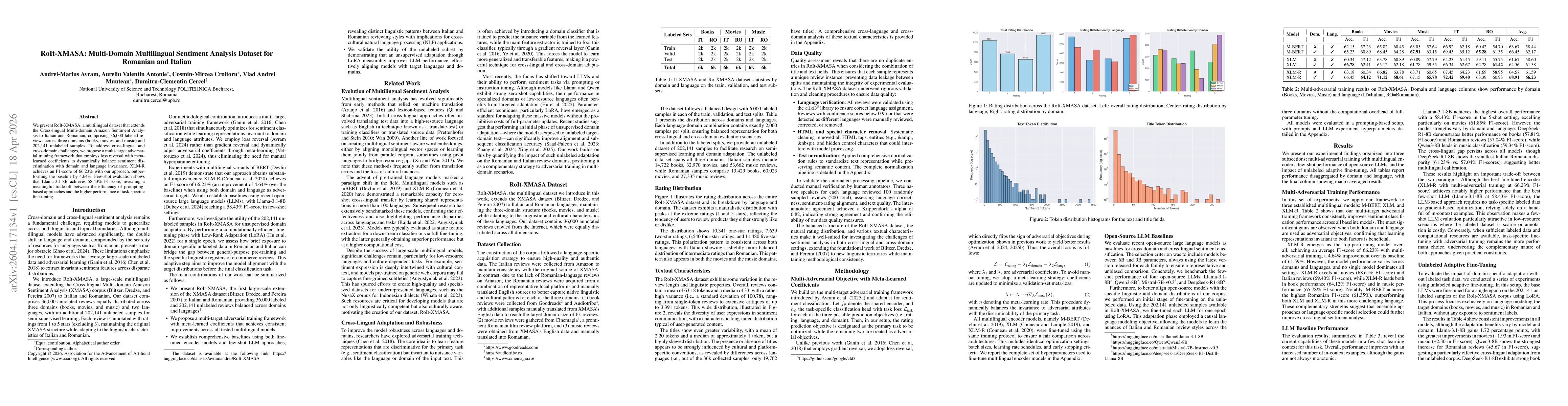Thumbnail for RoIt-XMASA: Multi-Domain Multilingual Sentiment Analysis Dataset for Romanian and Italian