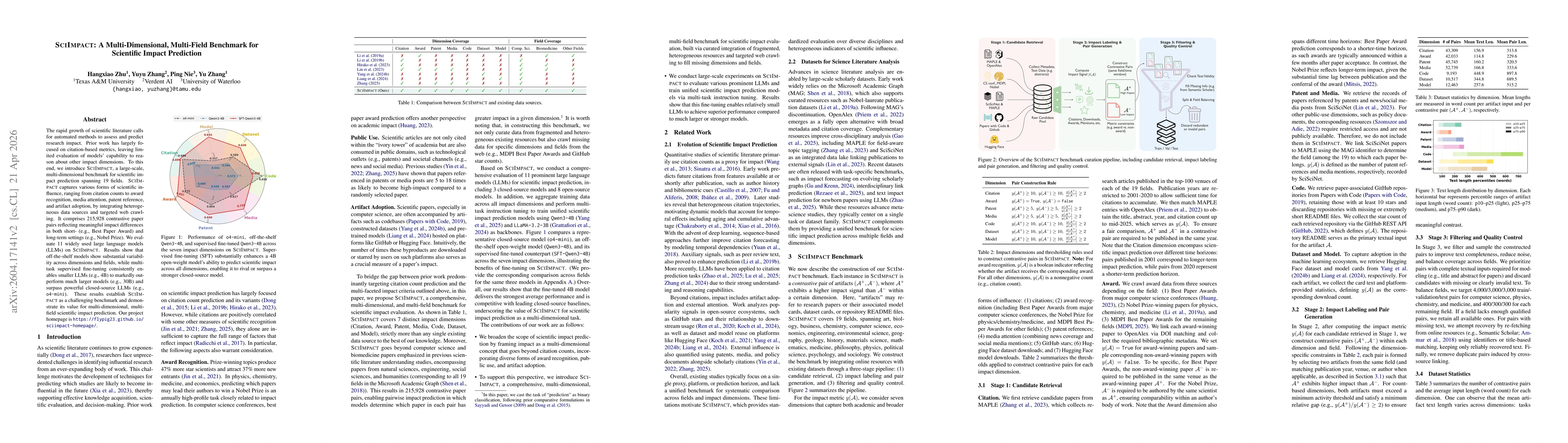 Thumbnail for SciImpact: A Multi-Dimensional, Multi-Field Benchmark for Scientific Impact Prediction