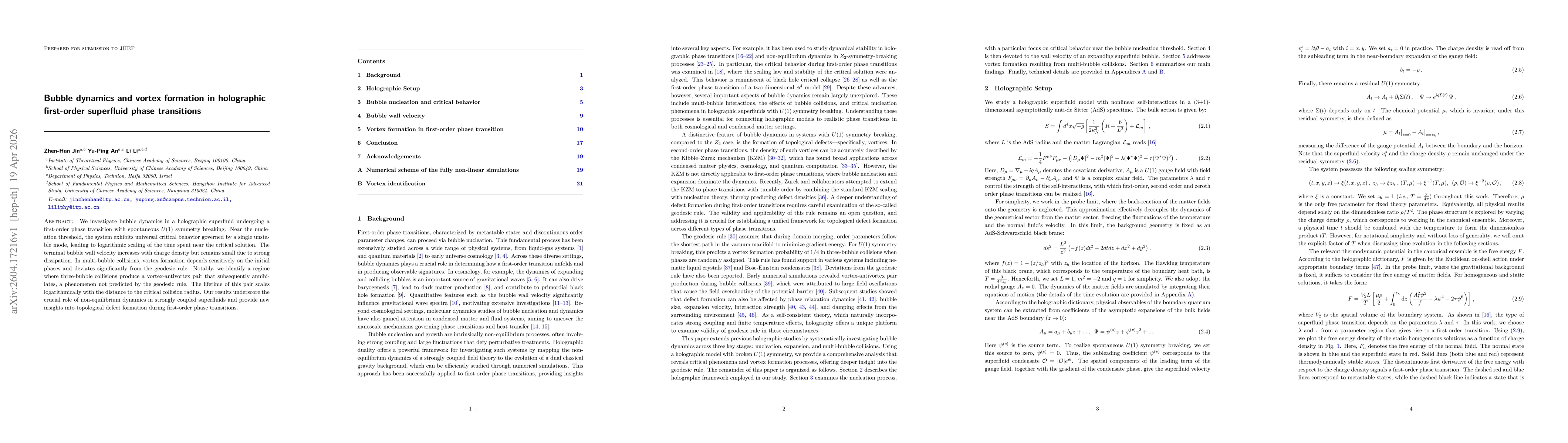 Thumbnail for Bubble dynamics and vortex formation in holographic first-order superfluid phase transitions