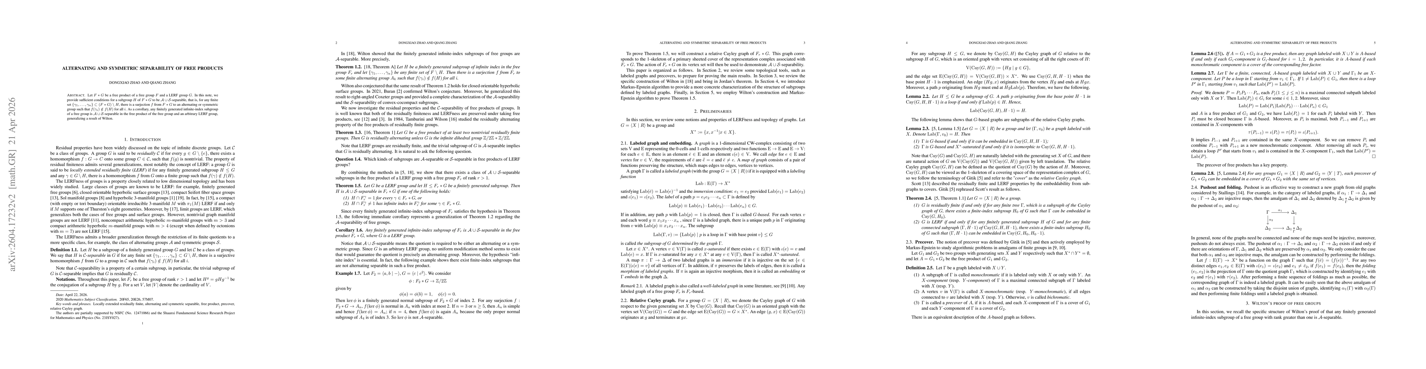 Thumbnail for Alternating and Symmetric Separability of Free Products