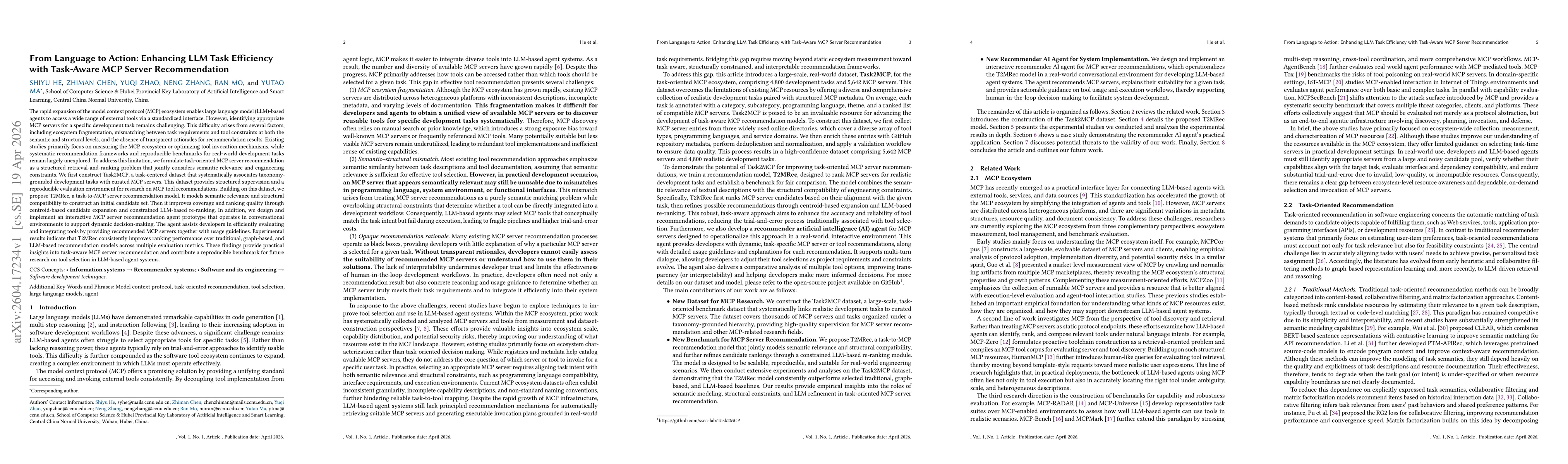 Thumbnail for From Language to Action: Enhancing LLM Task Efficiency with Task-Aware MCP Server Recommendation