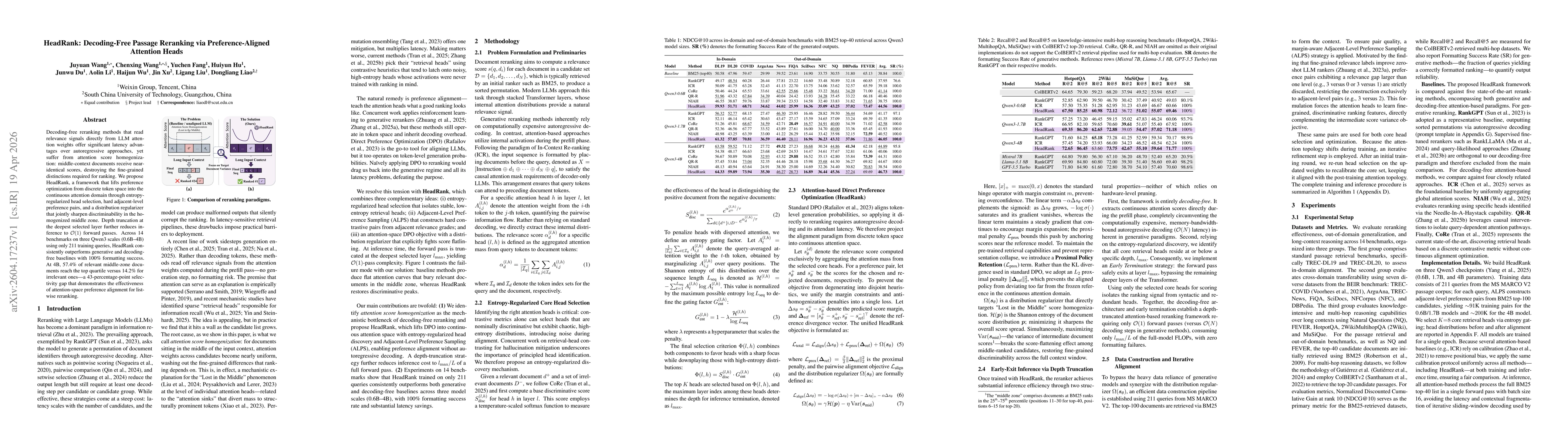 Thumbnail for HeadRank: Decoding-Free Passage Reranking via Preference-Aligned Attention Heads