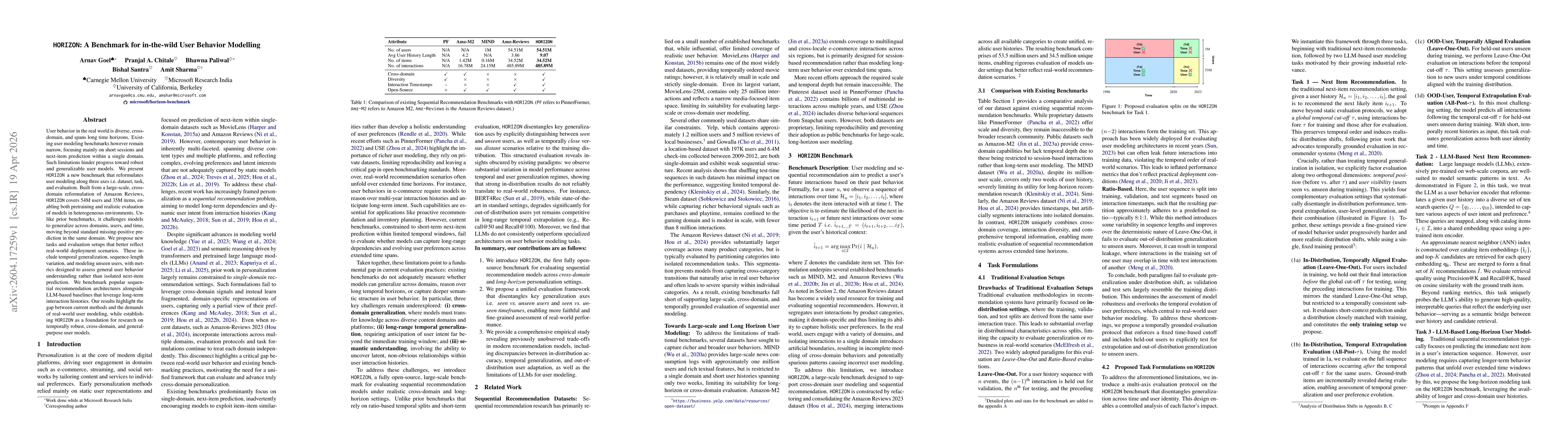 Thumbnail for HORIZON: A Benchmark for In-the-wild User Behaviour Modeling