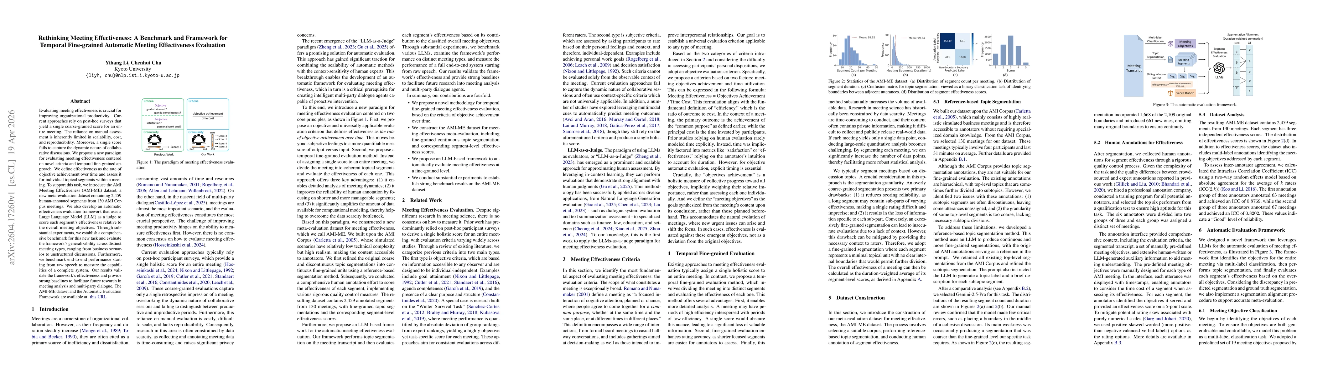 Thumbnail for Rethinking Meeting Effectiveness: A Benchmark and Framework for Temporal Fine-grained Automatic Meeting Effectiveness Evaluation