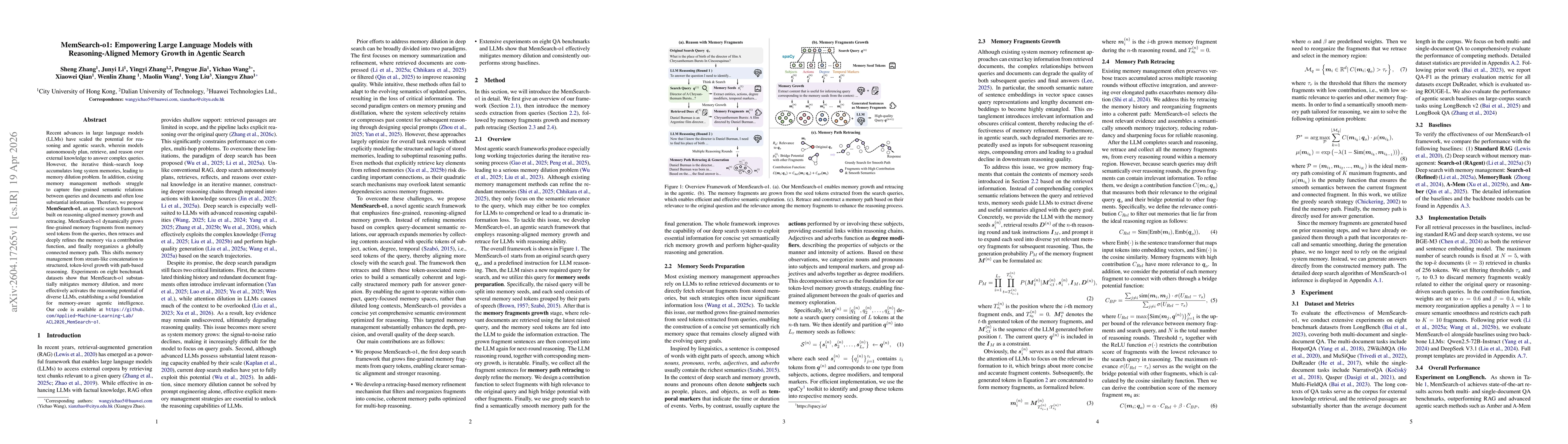 Thumbnail for MemSearch-o1: Empowering Large Language Models with Reasoning-Aligned Memory Growth in Agentic Search