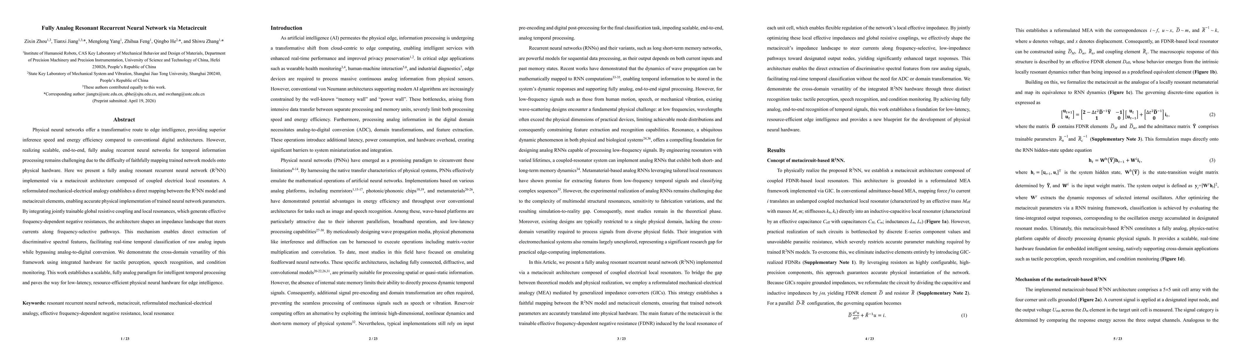 Thumbnail for Fully Analog Resonant Recurrent Neural Network via Metacircuit