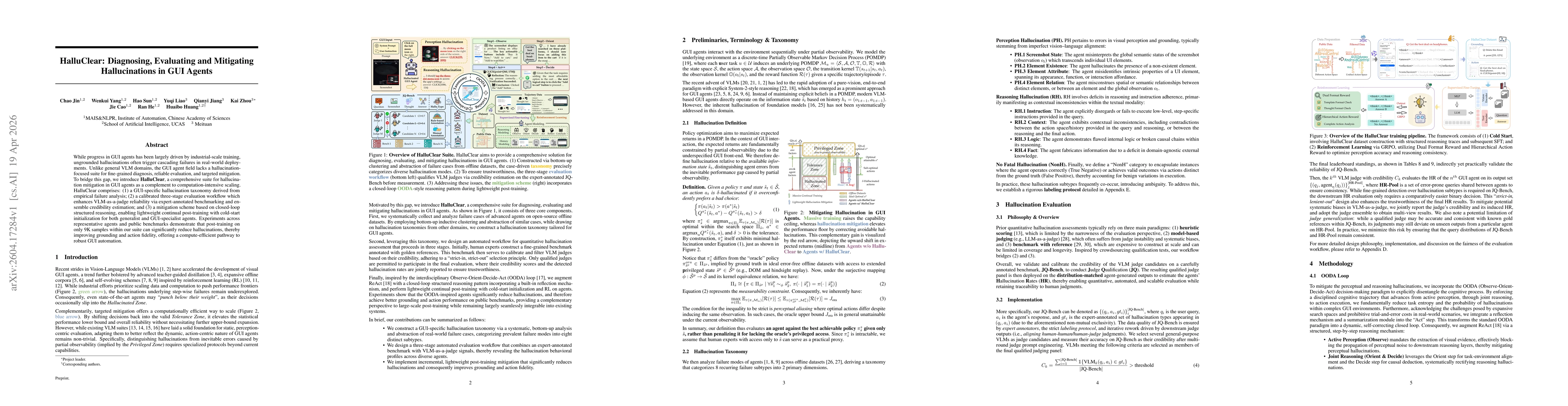 Thumbnail for HalluClear: Diagnosing, Evaluating and Mitigating Hallucinations in GUI Agents