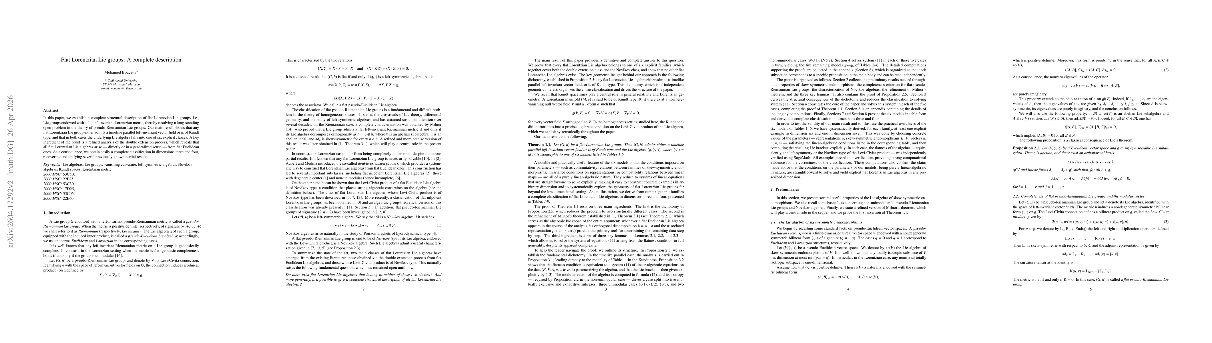 Thumbnail for Flat Lorentzian Lie groups: A complete description