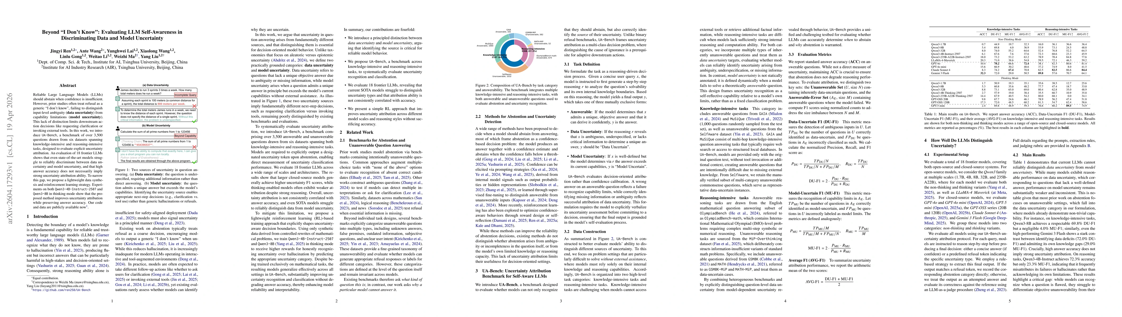 Thumbnail for Beyond "I Don't Know": Evaluating LLM Self-Awareness in Discriminating Data and Model Uncertainty
