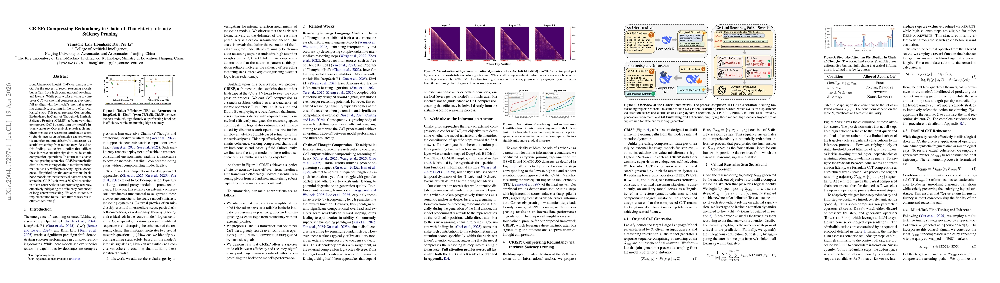 Thumbnail for CRISP: Compressing Redundancy in Chain-of-Thought via Intrinsic Saliency Pruning