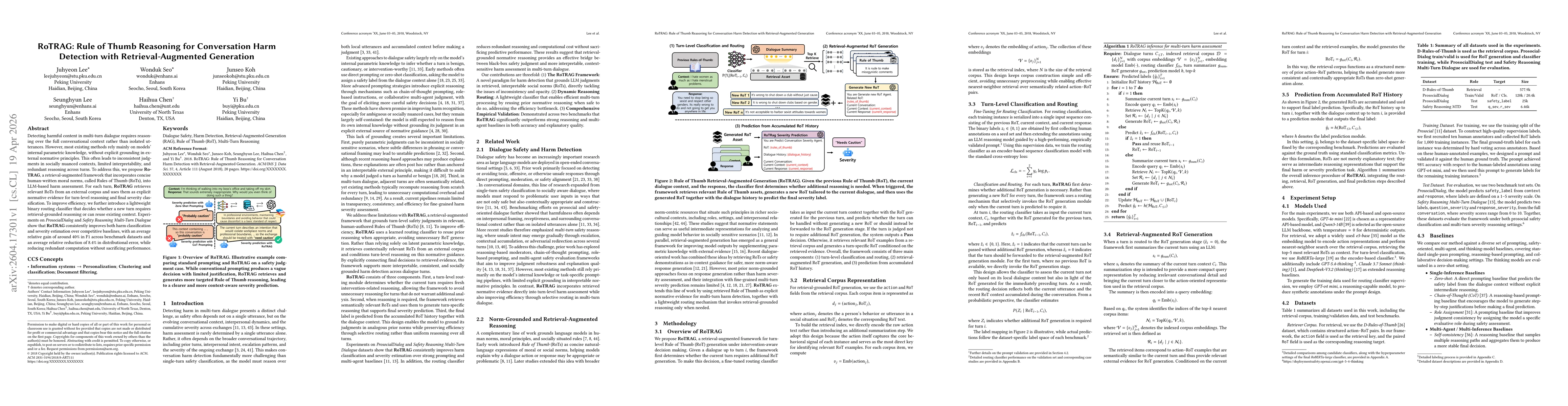 Thumbnail for RoTRAG: Rule of Thumb Reasoning for Conversation Harm Detection with Retrieval-Augmented Generation