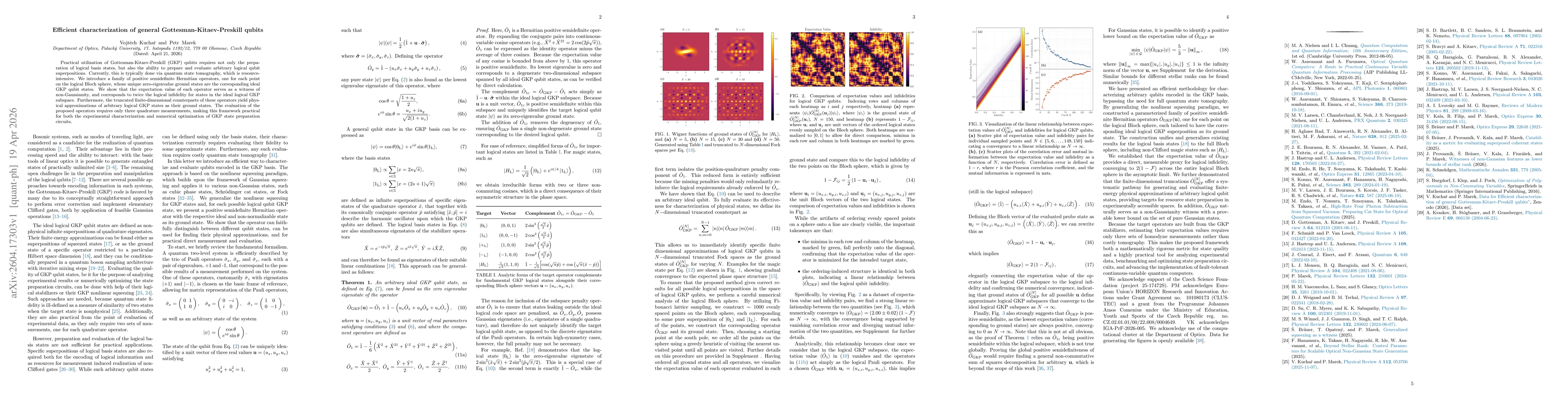 Thumbnail for Efficient characterization of general Gottesman-Kitaev-Preskill qubits