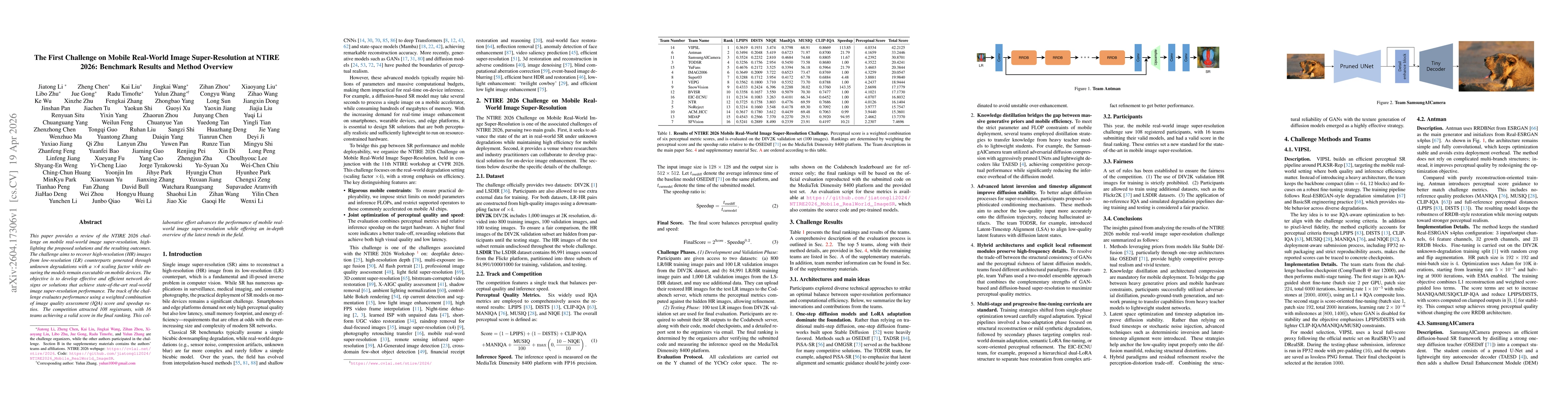 Thumbnail for The First Challenge on Mobile Real-World Image Super-Resolution at NTIRE 2026: Benchmark Results and Method Overview