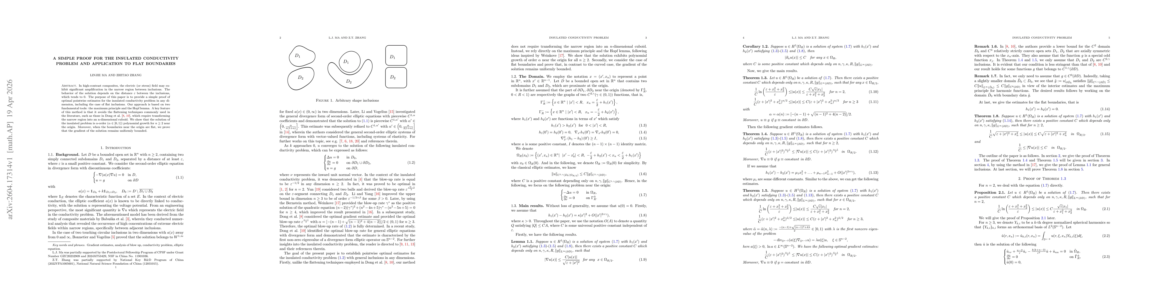 Thumbnail for A simple proof for the insulated conductivity problem and application to flat boundaries