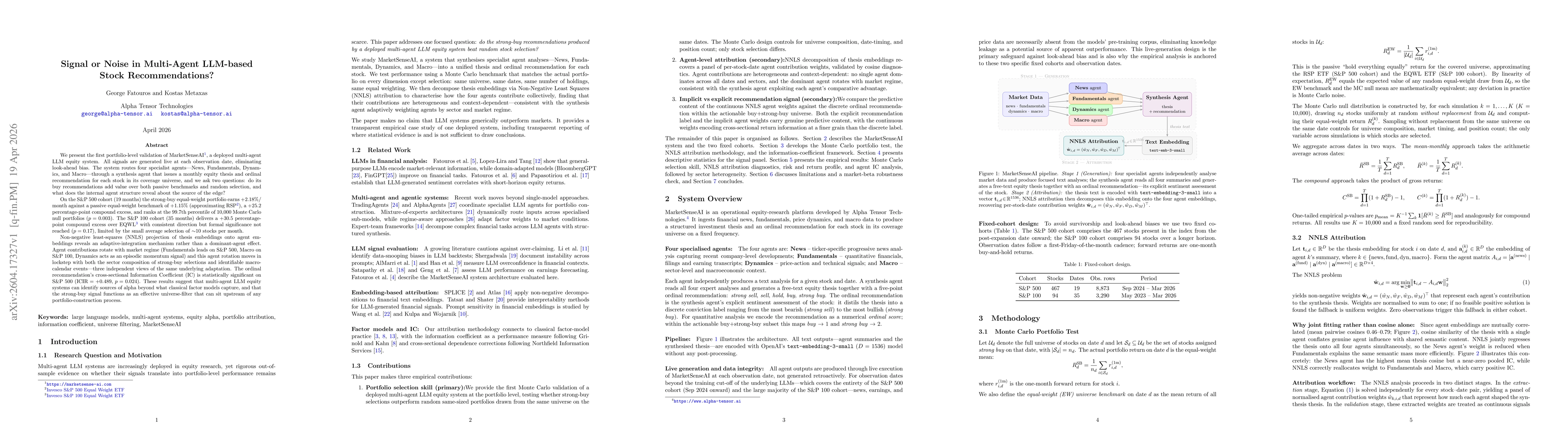 Thumbnail for Signal or Noise in Multi-Agent LLM-based Stock Recommendations?