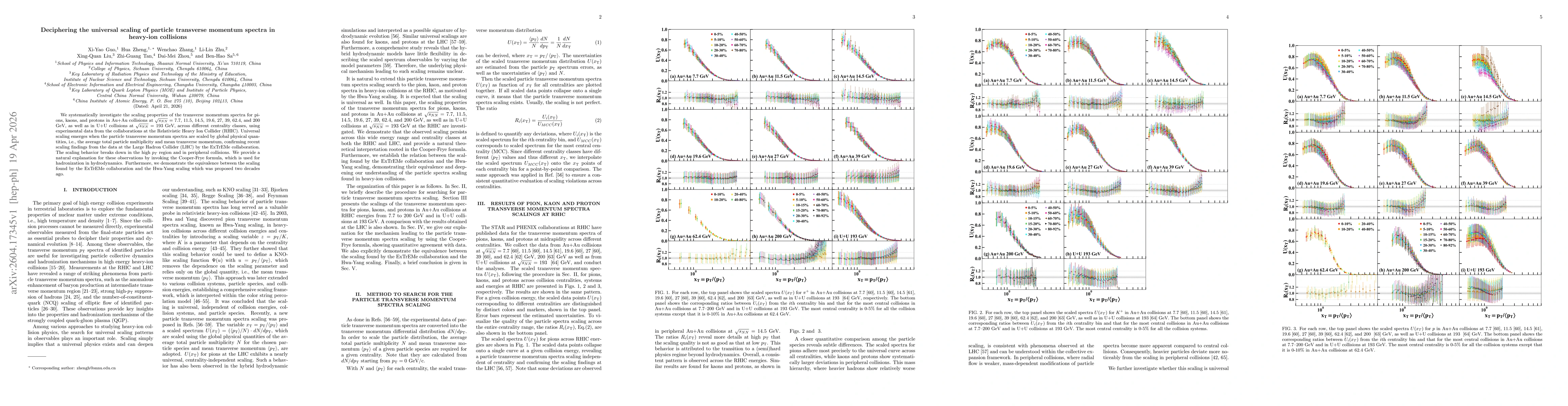 Thumbnail for Deciphering the universal scaling of particle transverse momentum spectra in heavy-ion collisions