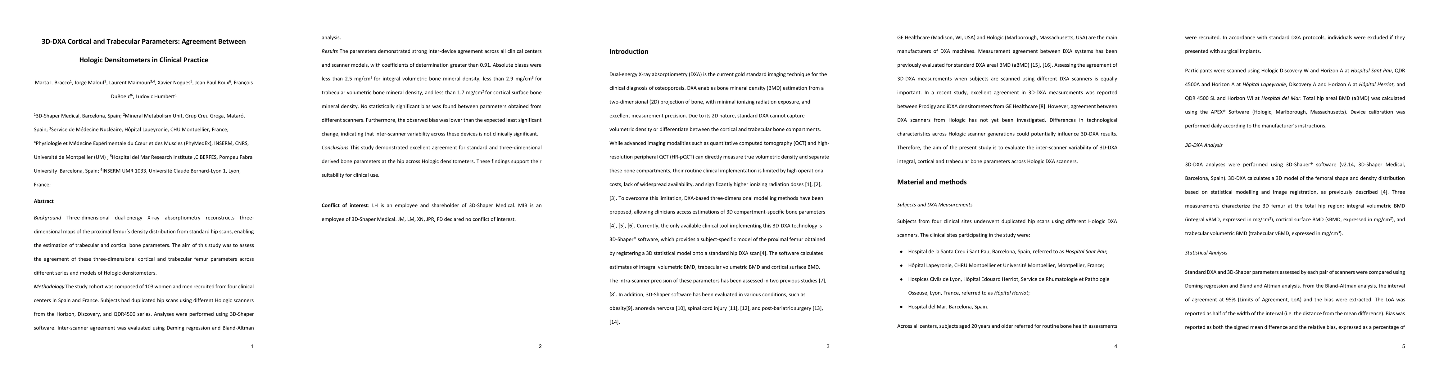 Thumbnail for 3D-DXA Cortical and Trabecular Parameters: Agreement Between Hologic Densitometers in Clinical Practice
