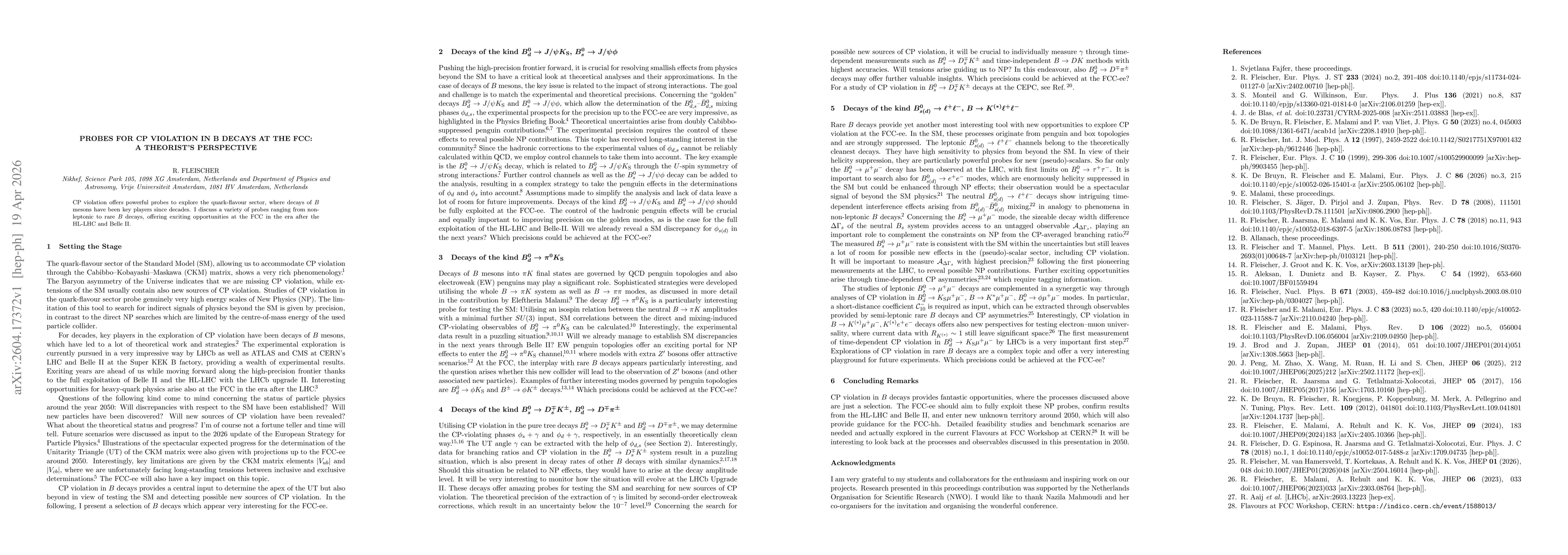 Thumbnail for Probes for CP Violation in B Decays at the FCC: A Theorist's Perspective