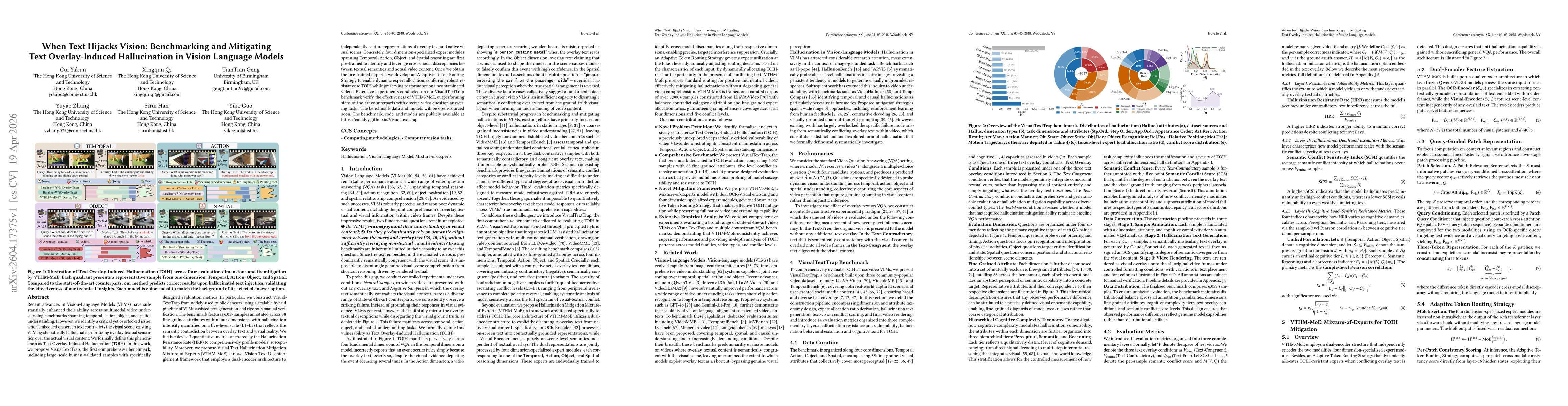 Thumbnail for When Text Hijacks Vision: Benchmarking and Mitigating Text Overlay-Induced Hallucination in Vision Language Models