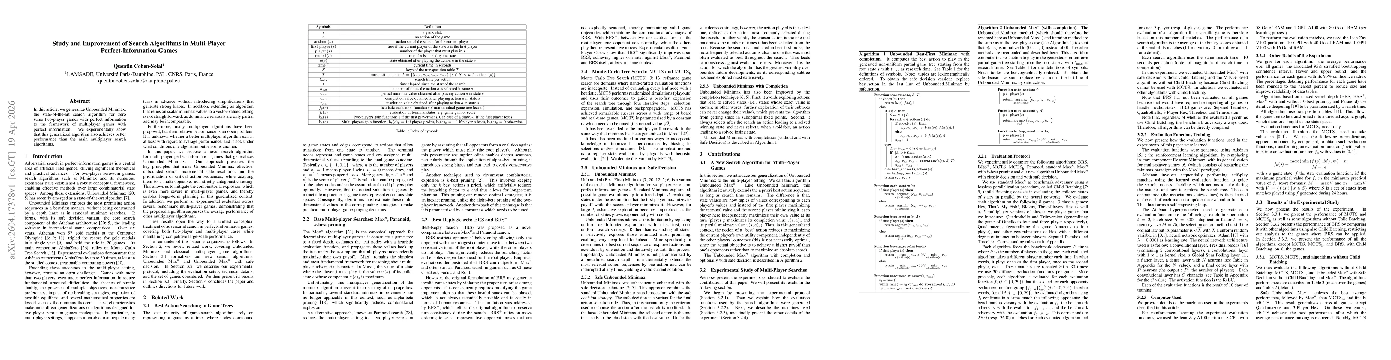 Thumbnail for Study and Improvement of Search Algorithms in Multi-Player Perfect-Information Games