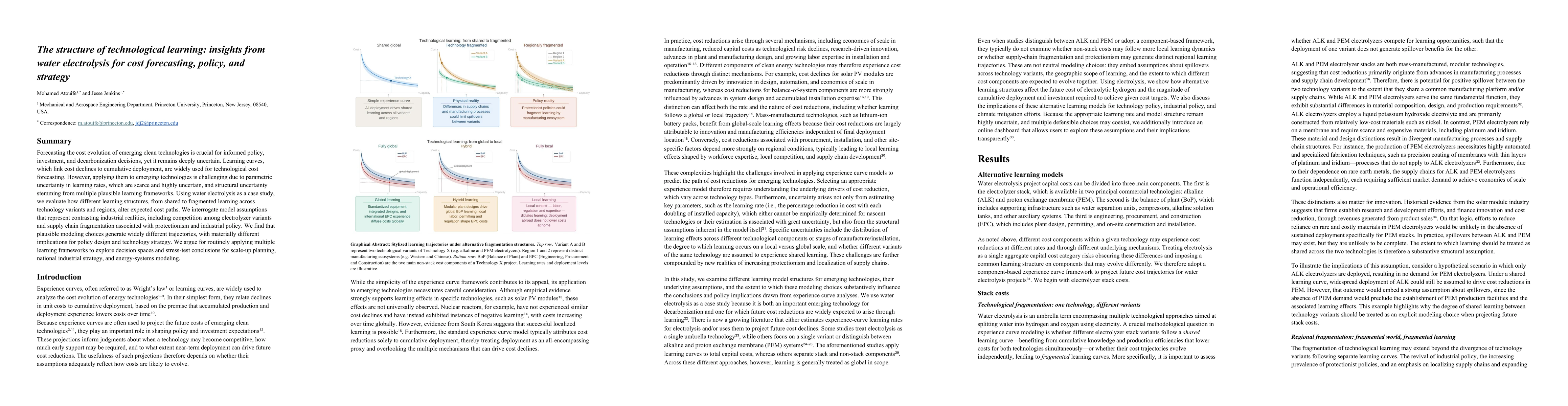 Thumbnail for The structure of technological learning: insights from water electrolysis for cost forecasting, policy, and strategy