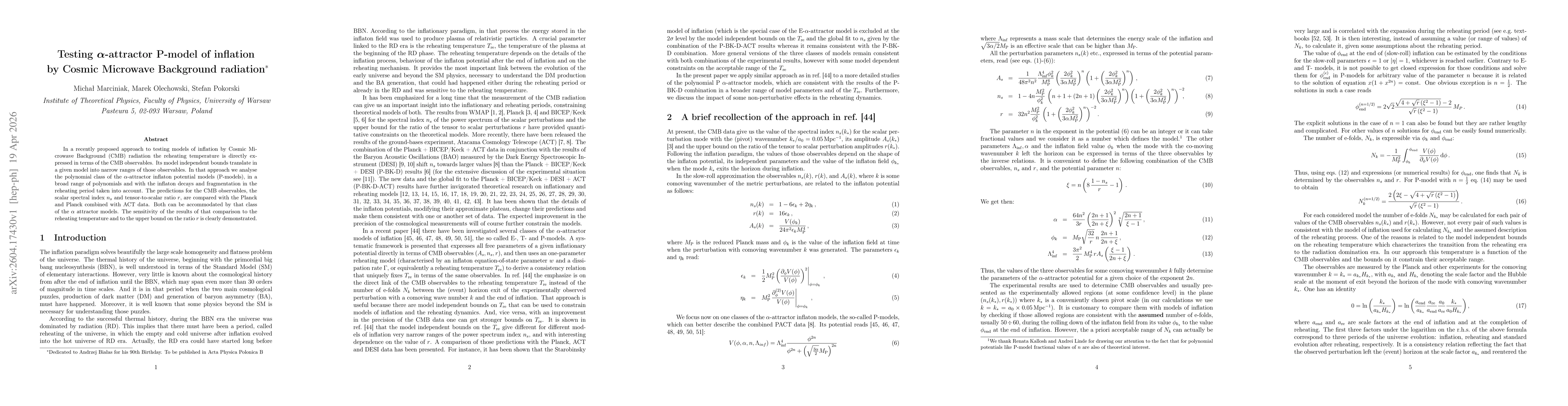 Thumbnail for Testing $α$-attractor P-model of inflation by Cosmic Microwave Background radiation