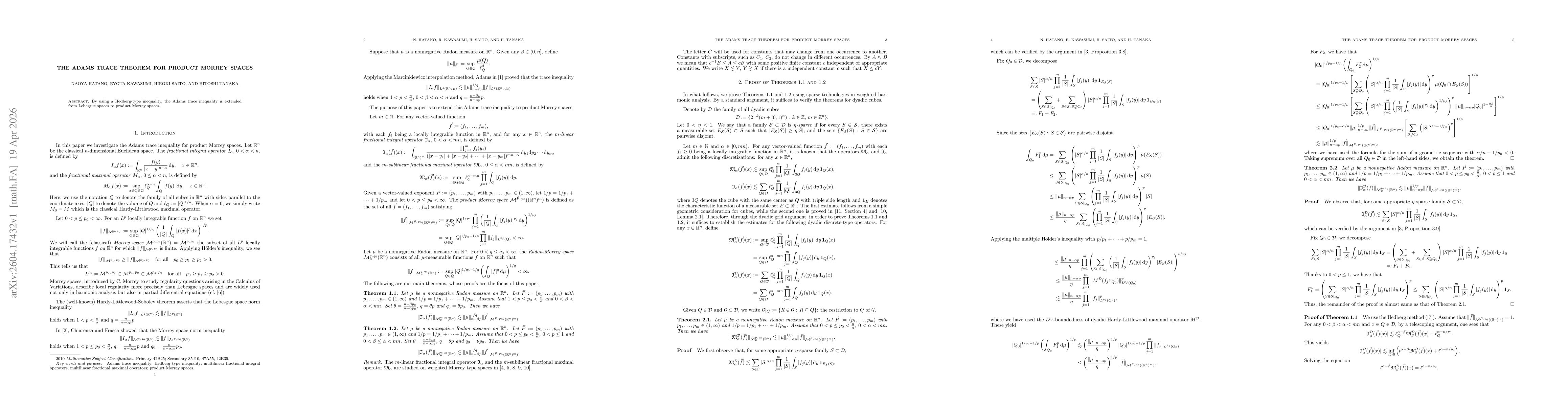 Thumbnail for The Adams trace theorem for product Morrey spaces